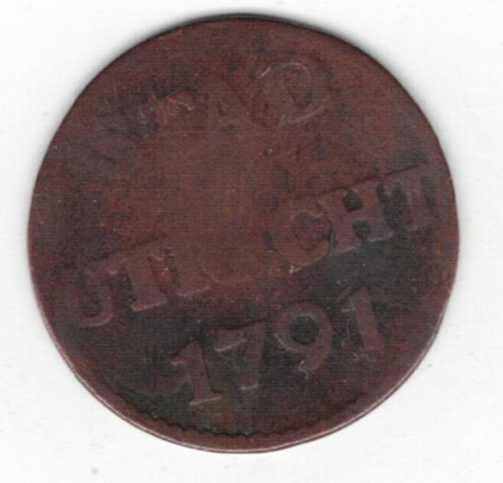 25-2168 Utrecht 1 duit 1791, Postzegels en Munten, Munten | Nederland, Losse munt, Overige waardes, Vóór koninkrijk, Verzenden