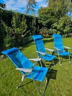 3 blauwe lichtgewicht verstelbare camping stoelen., Caravans en Kamperen, Ophalen of Verzenden, Campingstoel