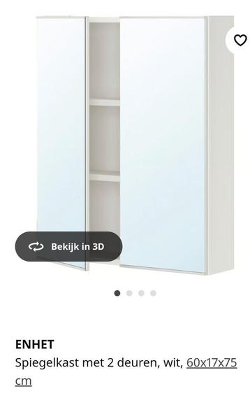 Enhet spiegelkast - badkamerkast- wit - 60 cm breed beschikbaar voor biedingen