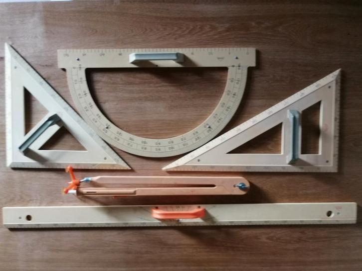 Set van 5 vintage schoolbord attributen – Wissner, Diversen, Schoolborden, Gebruikt, Accessoires, Ophalen of Verzenden