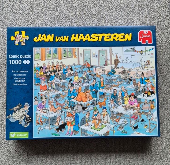 Jan van Haasteren - De Kattenshow - 1000 stukjes, Hobby en Vrije tijd, Denksport en Puzzels, Zo goed als nieuw, Legpuzzel, 500 t/m 1500 stukjes