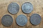 Gulden 1892 + 1897 en 1913, 1914 en 1915 Wilhelmina, Ophalen, 1 gulden, Setje, Zilver