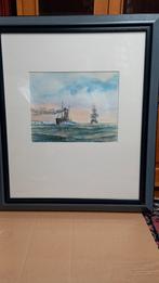 Aquarel Stoomsleepboot Roode Zee bij Dover - Ad.M. Oudes, Ophalen
