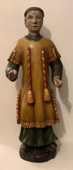 Antiek Polychroom Vergulde Kerkbeeld~Heiligenbeeld 19e Eeuw, Antiek en Kunst, Ophalen