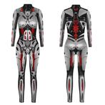 Dames catsuit 13 bodysuit robot rood zilveren sexy jumpsuit, Verzenden, Nieuw, Kleding