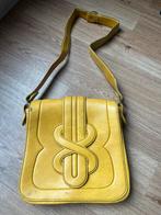 Vintage oker geel leren handtas, Ophalen of Verzenden, Gebruikt, Geel, Leer