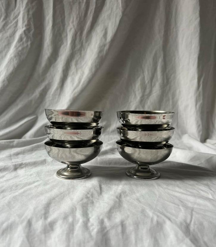 Vintage Franse RVS klassieke bistro ijscoupes Letang & Remy, Huis en Inrichting, Keuken | Servies, Overige typen, Overige stijlen