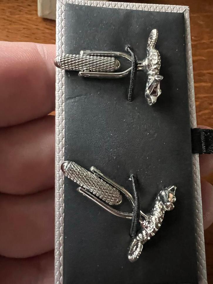 Zeepaardje Manchetknopen - Nieuwstaat, Sieraden, Tassen en Uiterlijk, Manchetknopen, Zo goed als nieuw, Ophalen of Verzenden