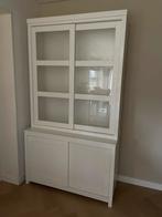Witte kast met glazen deuren, Huis en Inrichting, Ophalen, Gebruikt, 100 tot 150 cm, Glas