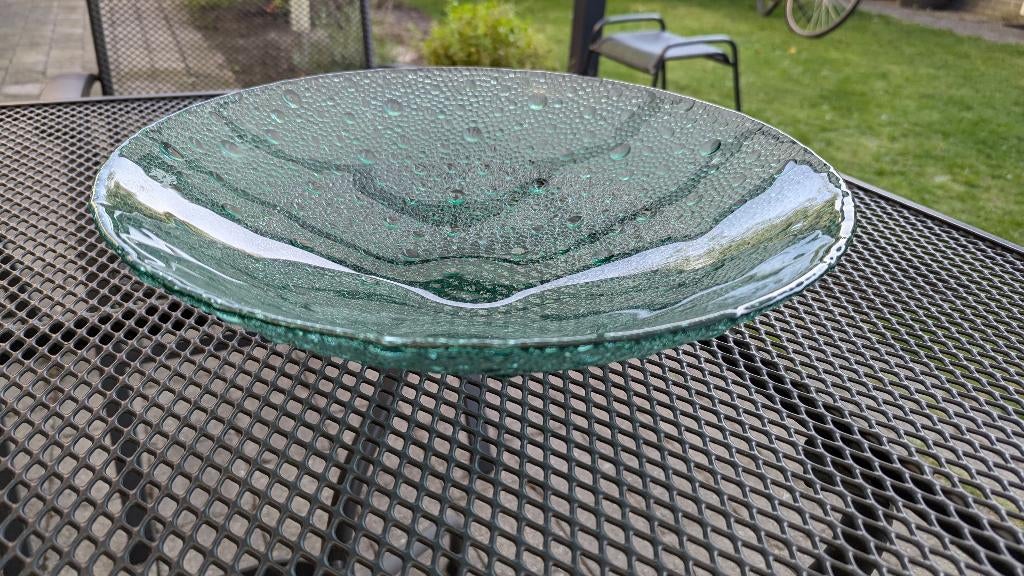 Vintage glazen fruitschaal 39 cm, Ophalen of Verzenden