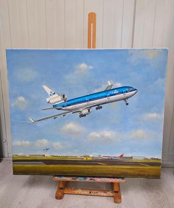 Olieverfschilderij KLM DC-10/MD-11 Schiphol 50x60 beschikbaar voor biedingen