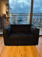 Gelderland 1,5 Zits Bankje - Zwart Leer, Ophalen, Gebruikt, Eenpersoons, Minder dan 150 cm