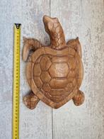 Houten Schildpad - Handgesneden Decoratie, Tuin en Terras, Tuinbeelden, Ophalen of Verzenden, Gebruikt, Hout, Dierenbeeld