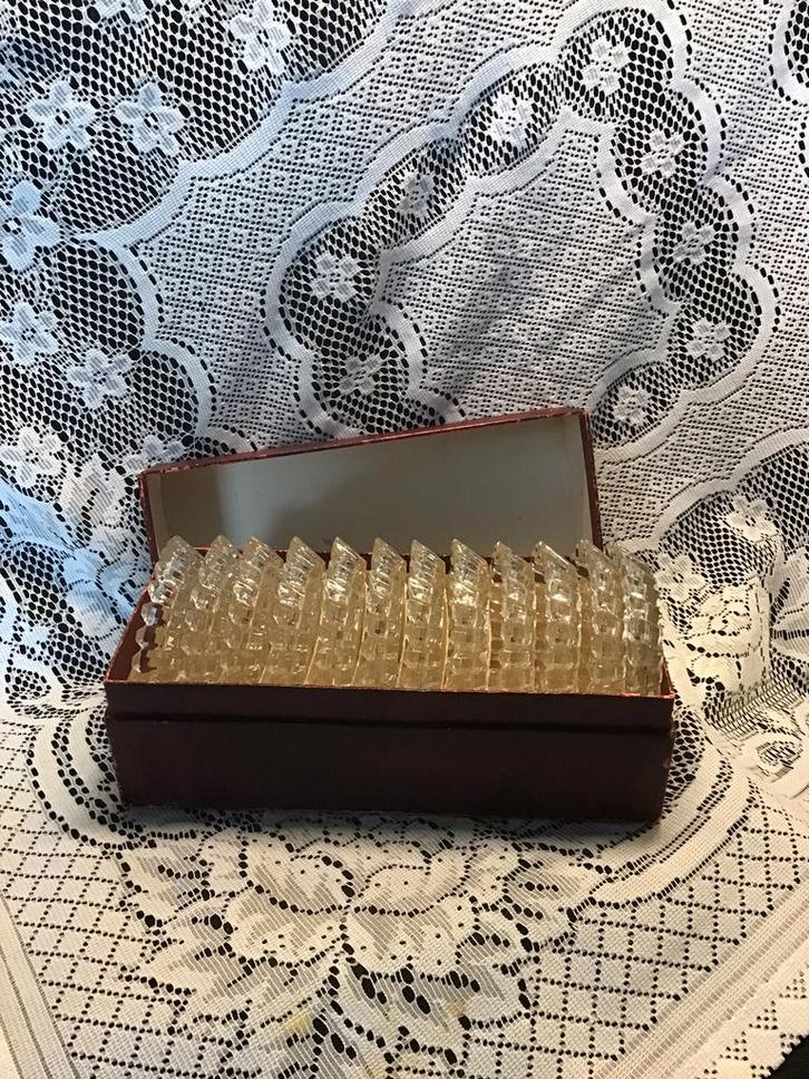 12 Kristallen onderzetters in originele doos, Antiek en Kunst, Antiek | Glas en Kristal, Ophalen of Verzenden