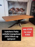 Nieuwe icatchers Patta eettafel mangohout 240x100cm nu €450, Ophalen, 100 tot 150 cm, Industrieel landelijk brocante barok koloniaal boheems modern