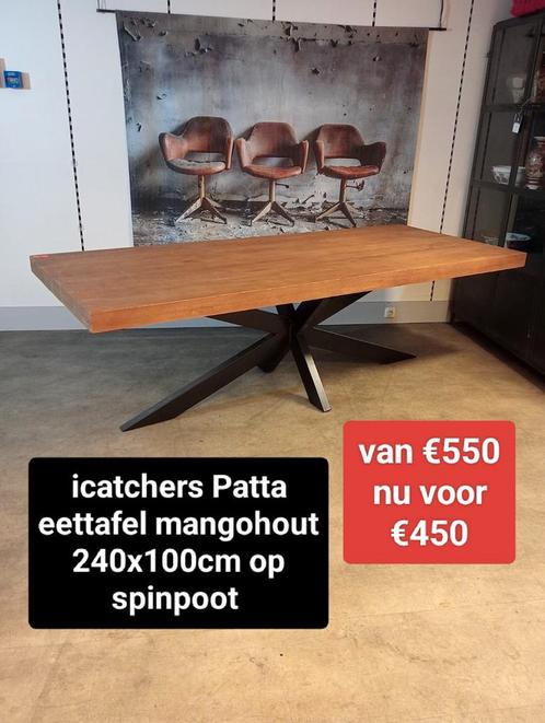Nieuwe icatchers Patta eettafel mangohout 240x100cm nu €450, Huis en Inrichting, Tafelonderdelen, Zo goed als nieuw, Tafelblad