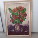 Schilderij met lijst - vaas met rozen, Antiek en Kunst, Ophalen