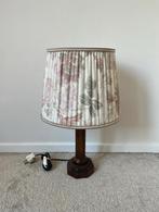 Vintage lamp met houten voet, 48x30cm.Bloem art deco nouveau, Huis en Inrichting, Lampen | Tafellampen, Hout, Gebruikt, Verzenden