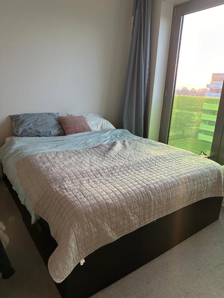 Bedframe met lattenbodem, Huis en Inrichting, Slaapkamer | Bedden, Gebruikt, Tweepersoons, 160 cm, 200 cm, Hout, Bruin, Ophalen