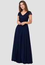 grote maat avondjurk marineblauw maat 50 52 54 56 58, Galajurk, Blauw, Maat 46/48 (XL) of groter, Nieuw