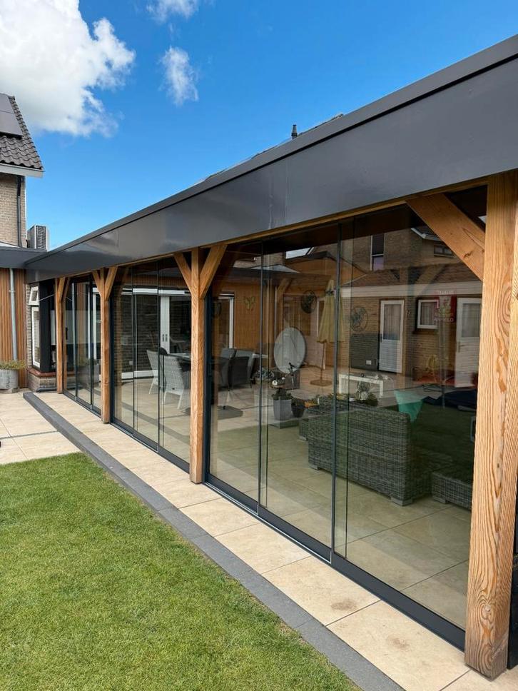 Glazen schuifwanden, Tuin en Terras, Overkappingen, Nieuw, Veranda, Ophalen of Verzenden