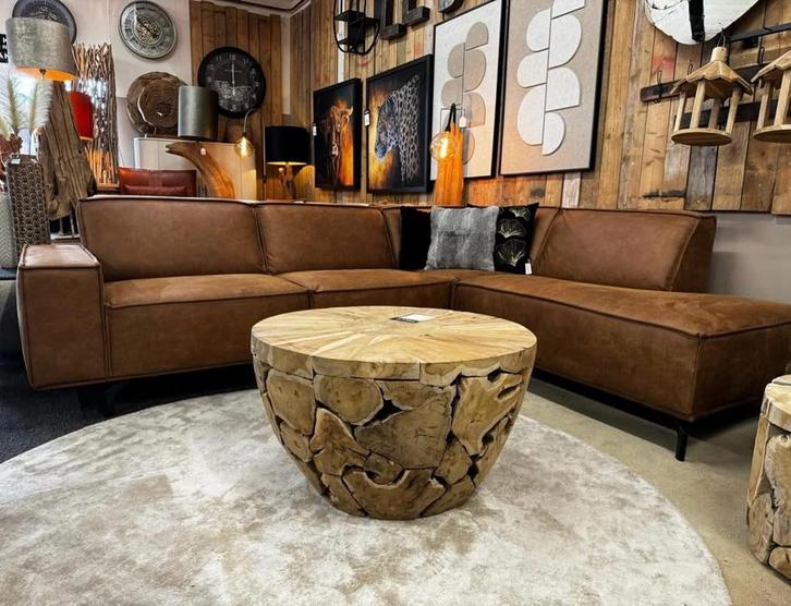 Hoekbank Marvin in bull eco leder 275x227cm uit voorraad, Huis en Inrichting, Banken | Bankstellen, Nieuw, Hoekbank, Vierpersoons of meer