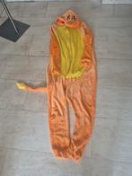 Oranje leeuw pak pluche maat L, valt als medium., Ophalen of Verzenden, Zo goed als nieuw, Maat 48/50 (M), Oranje of Koningsdag