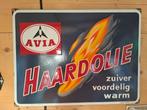 Mooi oud emaille bord Avia Haardolie, Ophalen of Verzenden, Gebruikt, Reclamebord