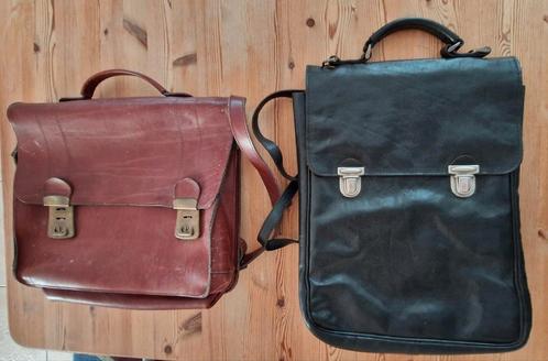 Lederen tassen. (2 stuks), Sieraden, Tassen en Uiterlijk, Tassen | Schooltassen, Gebruikt, Aktetas of Boekentas, Bruin, Ophalen