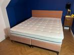 boxspring 180x200 met topper in velvet roze bekleed, Tweepersoons, Ophalen of Verzenden, Zo goed als nieuw, 180 cm
