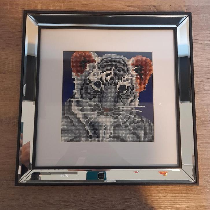 Tijgertje Diamond Painting - Ingelijst, Huis en Inrichting, Woonaccessoires | Schilderijen, Tekeningen en Foto's, Zo goed als nieuw
