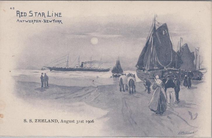 Antwerpen - New York - Red Star Line - Cassier - SS Zeeland, Verzamelen, Ansichtkaarten | België, Ongelopen, Antwerpen, Voor 1920