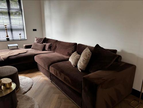 Eric Kuster style velours loungebank met chaise longue, Huis en Inrichting, Banken | Sofa's en Chaises Longues, Zo goed als nieuw