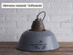 Donkergrijze vintage oude emaille lamp / smeedijzer D36 H27, Antiek en Kunst, Antiek | Lampen, Ophalen of Verzenden