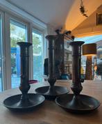 Antieke kandelaars, set van 3 blakers brons koper, Ophalen of Verzenden, Koper of Brons