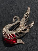 Elegante Zwaan Broche met Strass, 4 tot 7 cm, Ophalen of Verzenden, Zo goed als nieuw, Met edelsteen