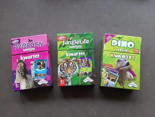 3x Weetjes Kwartet: Paarden, Dino en Jungle life, Verzamelen, Speelkaarten, Jokers en Kwartetten, Kwartet(ten), Ophalen of Verzenden