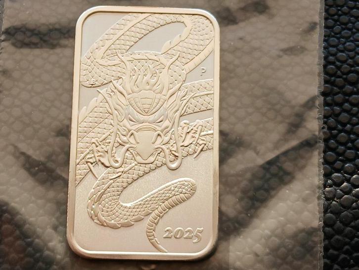 2025 Australia 1 oz silver Dragon Rectangle BU, Postzegels en Munten, Munten | Oceanië, Zilver, Verzenden