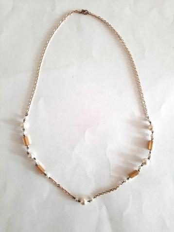 Lange ketting, parels en gouden schakels 77 cm beschikbaar voor biedingen