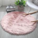 Pluche Roze Rond Hoogpolig Vloerkleed / Kleed Tapijt Pluizig, Verzenden, Rond, Nieuw, 100 tot 150 cm