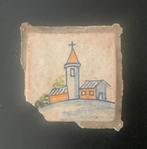Antiek tegeltje van een kerkje / 18e eeuw, Antiek en Kunst, Ophalen of Verzenden
