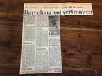 Voetbal krantenartikel FC Barcelona Johan Cruijff april 1975, Verzamelen, Ophalen of Verzenden, Ajax