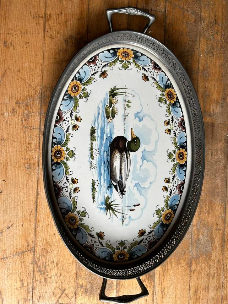 Mooie westraven Dienblad met Edeltin, Huis en Inrichting, Woonaccessoires | Dienbladen, Zo goed als nieuw, Overige materialen