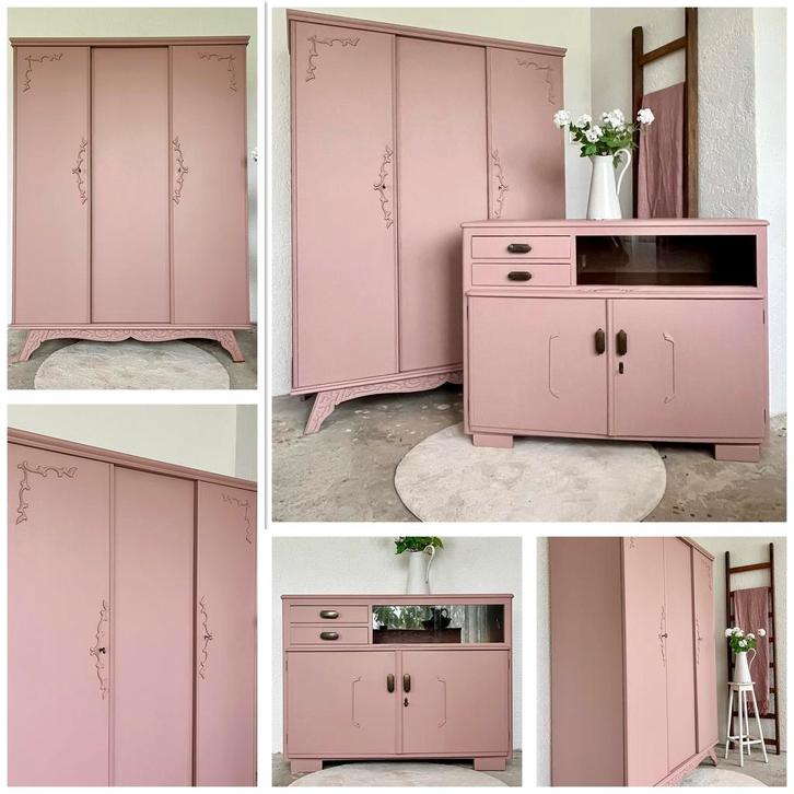 Vintage retro kledingkast en commode vintage kast, Kinderen en Baby's, Kinderkamer | Commodes en Kasten, Gebruikt, 105 cm of meer