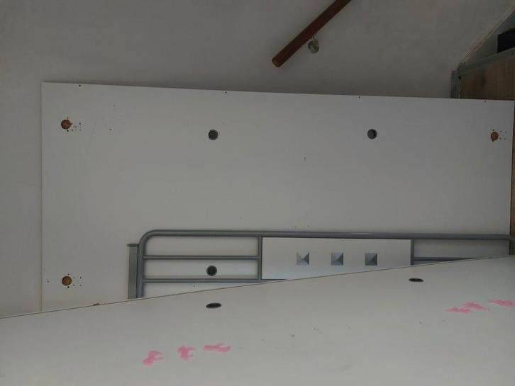 Stapelbed 90 x 200, Huis en Inrichting, Slaapkamer | Bedden, Gebruikt, Eenpersoons, 90 cm, 200 cm, Hout, Wit, Ophalen of Verzenden