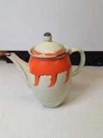 Vintage Emaille Koffiepot Crème/Oranje/Goud / 447, Antiek en Kunst, Antiek | Emaille, Ophalen of Verzenden