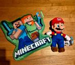 Minecraft kussentje en kleine Mario knuffel, Kinderen en Baby's, Speelgoed | Knuffels en Pluche, Ophalen, Zo goed als nieuw, Overige typen