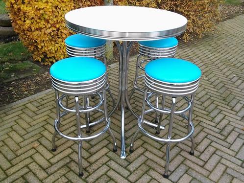 4 Amerikaanse barkrukken bar tafel Bel Air sixties fifties, Huis en Inrichting, Barkrukken, Zo goed als nieuw, 60 tot 90 cm, 4 krukken