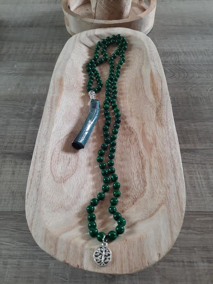 Malachiet mala ketting te koop, Sieraden, Tassen en Uiterlijk, Kettingen, Nieuw, Groen, Ophalen of Verzenden