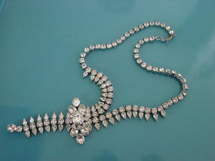 Vintage ketting met rijnsteentjes / strass., Sieraden, Tassen en Uiterlijk, Kettingen, Nieuw, Overige materialen, Overige kleuren